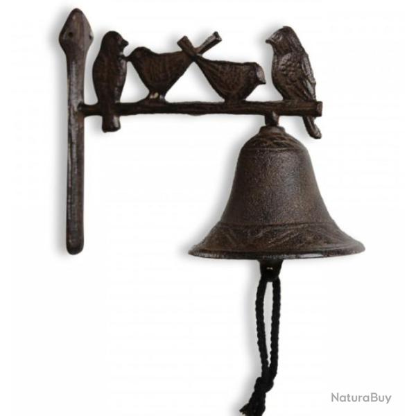CLOCHE EN FONTE DECOR OISEAUX