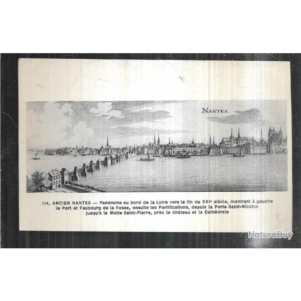 ancien nantes panorama au bord de la loire vers la fin du XVIe sicle carte postale ancienne