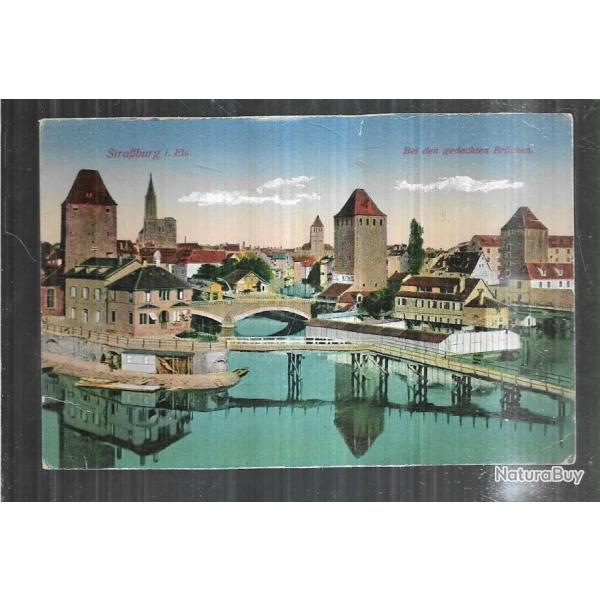 strasbourg pont passerelle  carte postale allemande carte postale ancienne