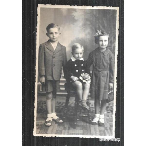 enfants en studio carte photo  carte postale ancienne