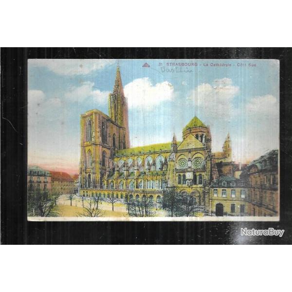 strasbourg la cathdrale cot sud carte postale ancienne colorise