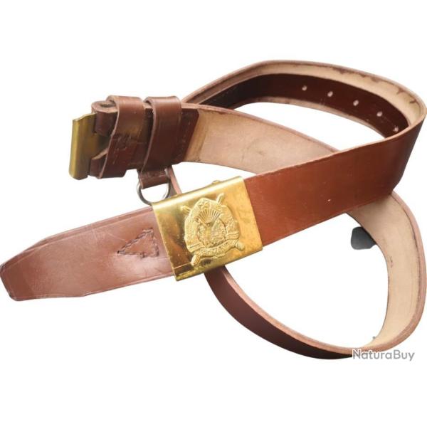 Ceinturon en cuir arme roumaine - Longueur : 120 cm ( Epoque Pacte de Varsovie)