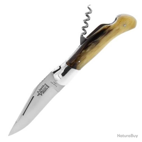 Couteau pliant Laguiole chasse 2 pi�ces "Grande Nature" de G. David fa�on corne blonde 1702.I
