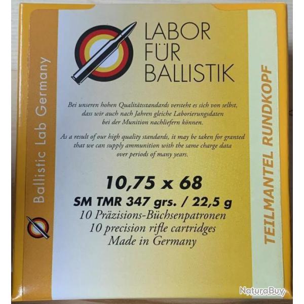 Munitions LFB calibre 10,75x68 SM TMR 22,5g. / 347gr boite de 10 munitions