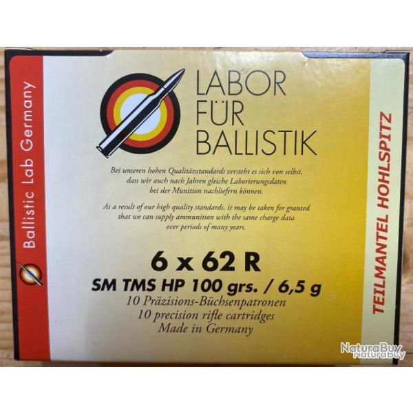 Munitions LFB calibre 6x62R FRERES SM TMS 6,5 g. boite de 10 munitions