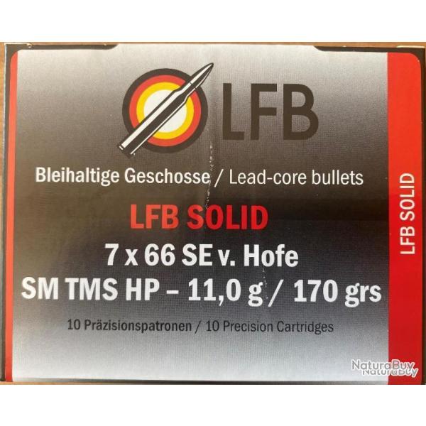 Munitions LFB calibre 7x66 Super Express Vom Hofe SM TMS HP 11,0 g. boite de 10 munitions