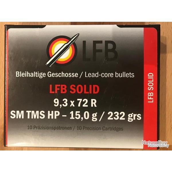 Munitions LFB calibre 9,3x72 R SM TMS HP 15,0 g. boite de 10 munitions