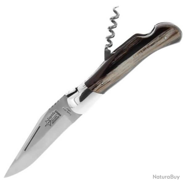 Couteau pliant Laguiole chasse 2 pi�ces "Grande Nature" de G. David fa�on corne noire 1802.I