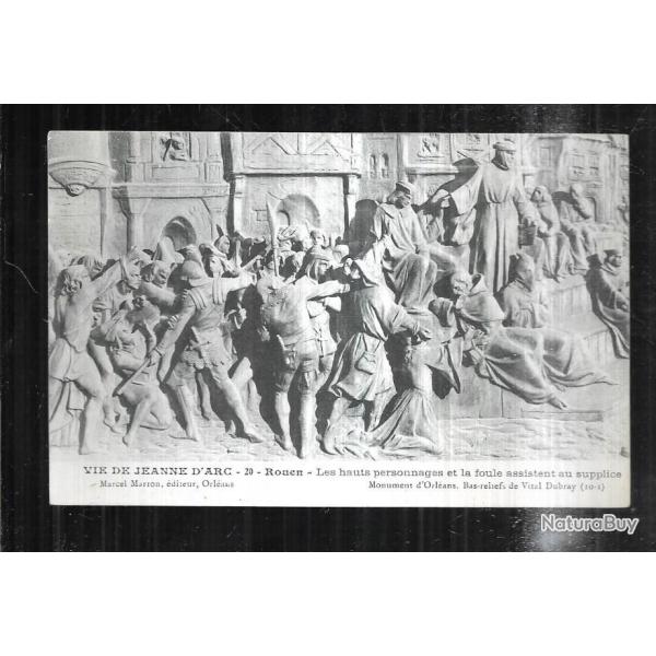 vie de jeanne d'arc 20 rouen les hauts personnages et la foule assistent au  carte postale ancienne