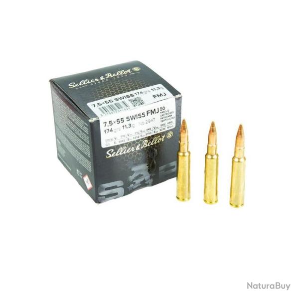 SELLIER BELLOT cal.7,5x55 Swiss FMJ 174gr X50