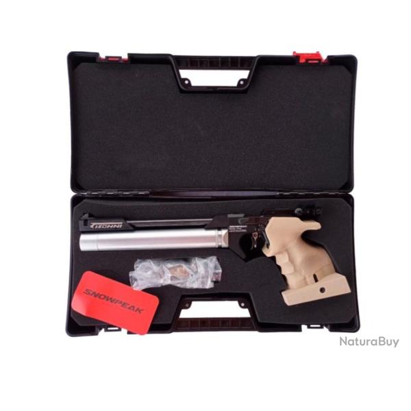 PISTOLET DE TIR OLYMPIQUE PCP ARCEA-SNOWPEAK PP20  4,5 mm 7,5 Joul. CAMEL-NOIR (Gaucher)
