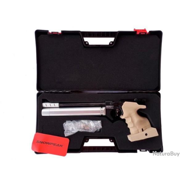 PISTOLET DE TIR OLYMPIQUE PCP ARCEA-SNOWPEAK PP20  4,5 mm 7,5 Joul. CAMEL-ALUM (Gaucher)