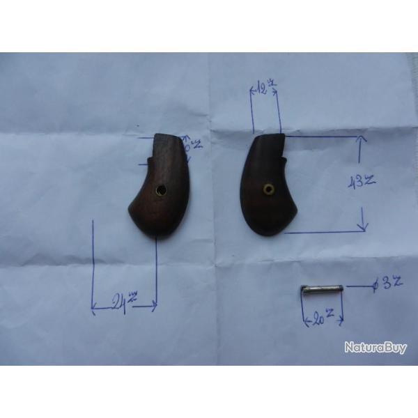 ancienne paire de petites plaquettes de crosse bois pour petit revolver(Avec la vis)