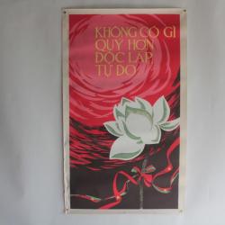 Affiche gouache propagande guerre Vietnam Ind&eacute;pendance