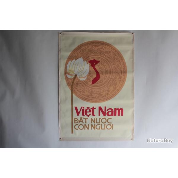 Affiche gouache propagande guerre Vietnam Country and people