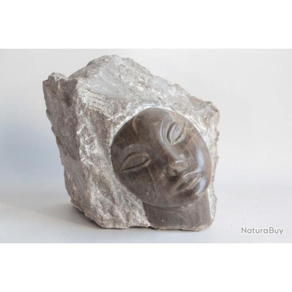 Sculpture pierre Iba�ez Visage Femme