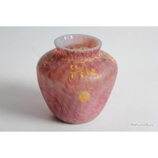 Vase verre iris� �maill� Fraises Autriche