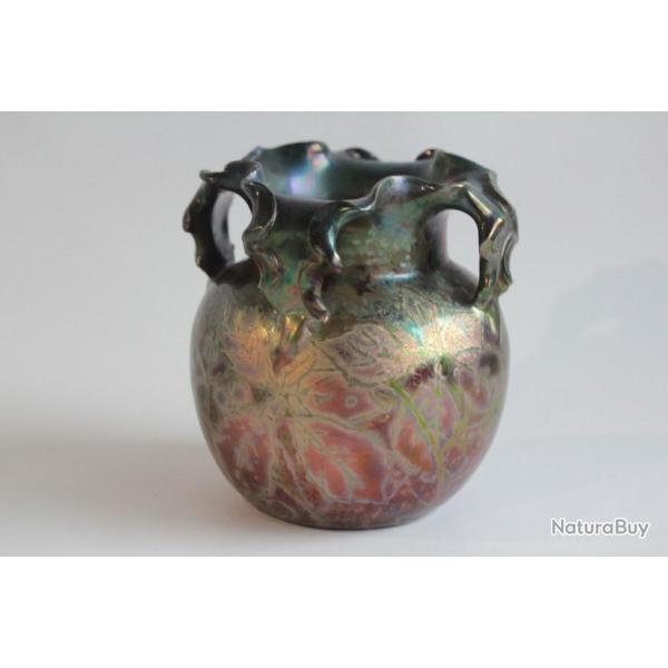 Vase c�ramique iris� Cl�ment MASSIER Dhurmer Art Nouveau 1900