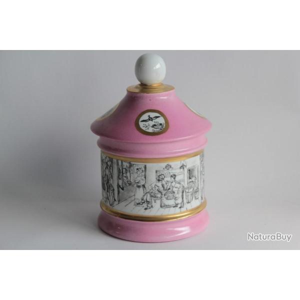 Pot couvert porcelaine d�cor main Salle de bain