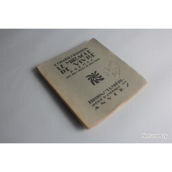Livre le miracle de vivre charles baudouin ddicac 1922