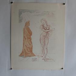 SALVADOR DALI Lithographie La divine comédie Virgile réconforte Dante