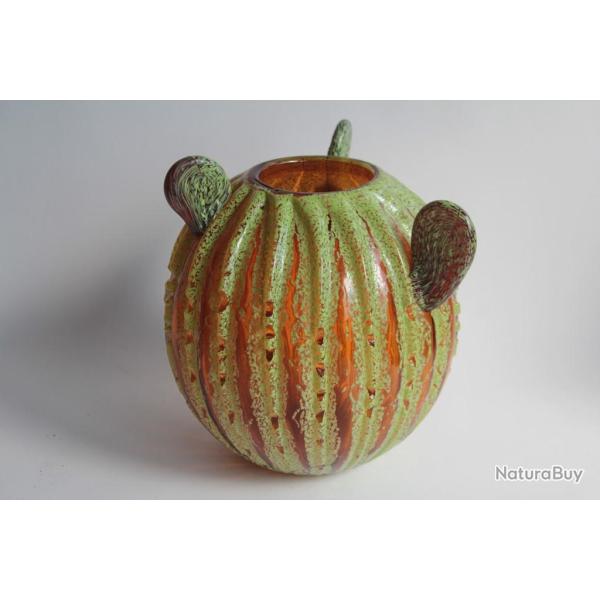 Vase Cactus verre souffl� multicouches