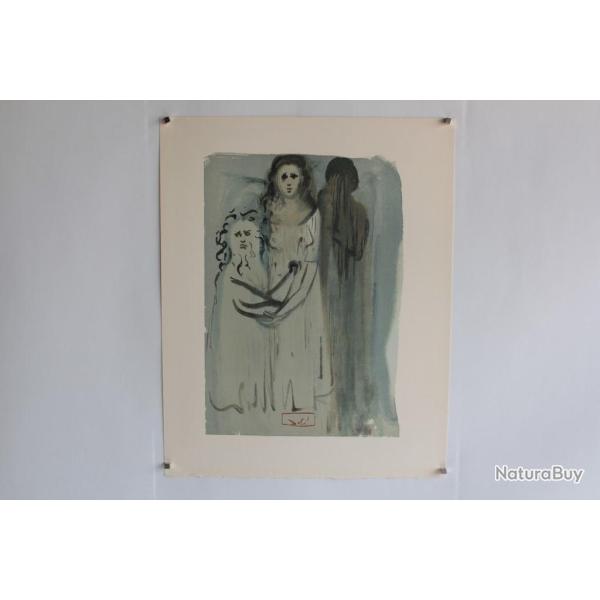 SALVADOR DALI Lithographie La divine com�die Dans la fum�e des col�reux