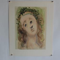SALVADOR DALI Lithographie La divine comédie Le visage de Virgile