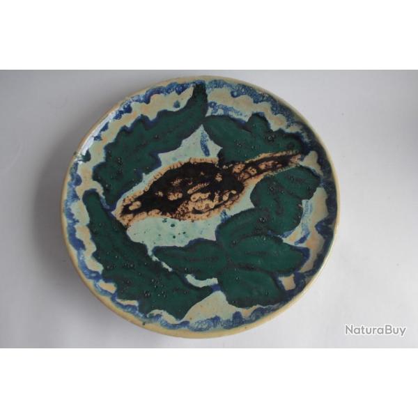 Marcel NOVERRAZ Plat c�ramique �maill�e Carouge 1922 Suisse