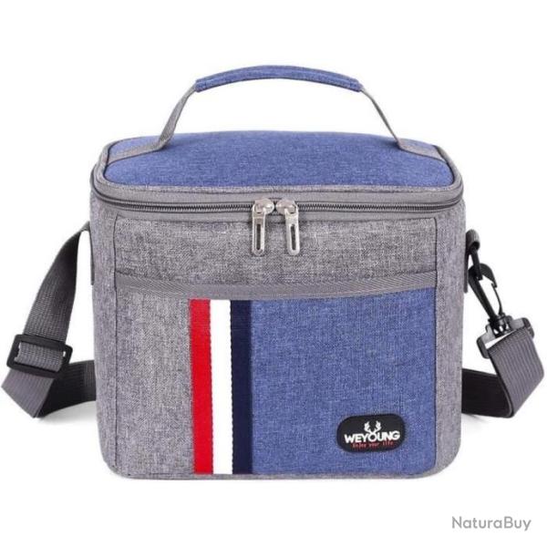 Sac Isotherme Repas Bureau Lunch Bag Transport �tanche Pique-nique Bleu Gris