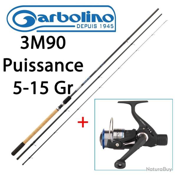 Ensemble pche Anglaise Garbolino Bullet Match 3M90 + Moulinet anglaise / feeder Garbolino viper