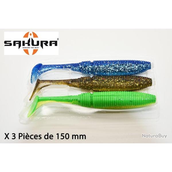 Pack de 3 leurres souples Slit Shad 150mm SAKURA
