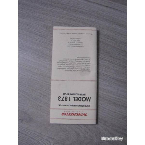 Notice/ Manuel  pour winchester MOD 1873