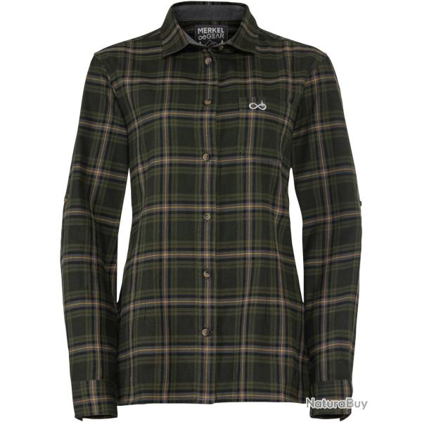 Chemise femme Explorer (Couleur: Olive/Carreaux jaune, Taille: XXL)