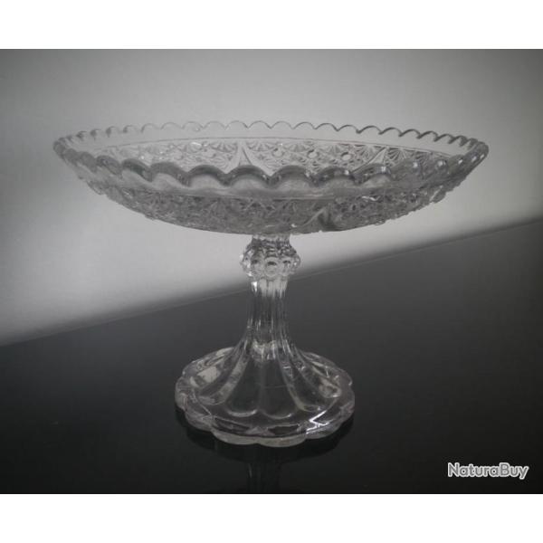 Jolie petite coupe � fruits-Compotier en verre moul� des ann�es 40-Objet de vitrine-collection