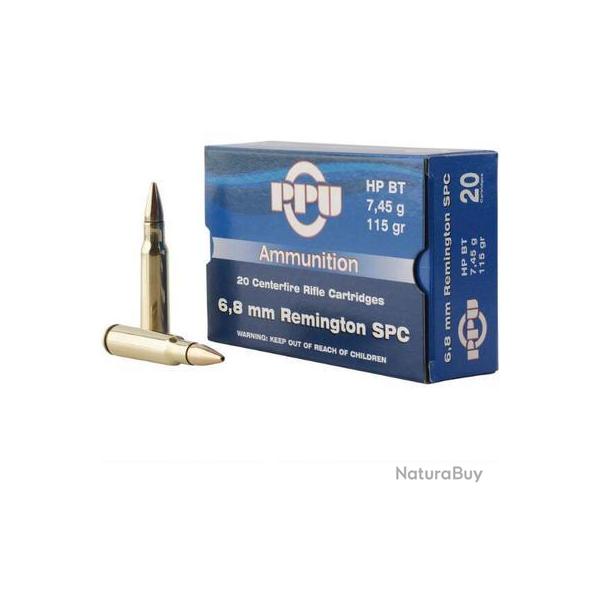 Cartouches PPU Calibre 6.8mm Rem SPC 115grs - Boite de 20 unit�s