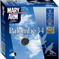Cartouches MARY ARM PALOMBE 34 - Cal:12/70 - 34gr - N&deg;6 - BJ - X25
