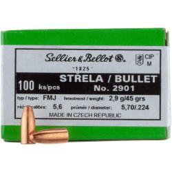 Ogives Sellier & Bellot - Cal: 22 (.224") FMJ - 45grs - 2901 - boite de 100 unit&eacute;s