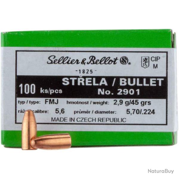Ogives Sellier & Bellot - Cal: 22 (.224") FMJ - 45grs - 2901 - boite de 100 unit�s
