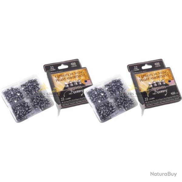 Lot 2 bo�tes d'assortiment de 400 plombs de grande qualit� cal.5,5mm Crosman (fabriqu� aux USA)