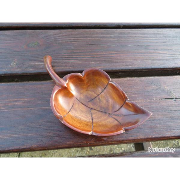 VINTAGE - Ancien Vide-poche/Coupelle feuille en bois (XX)