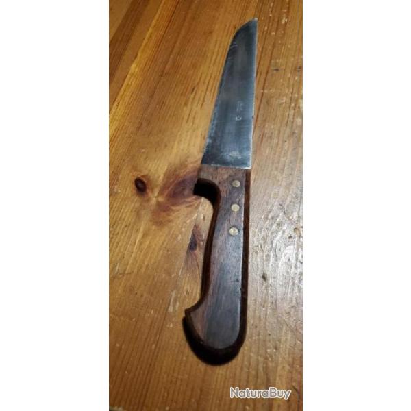 couteau Saint-�tienne boucher ancien manche bois lame 22 cm total 37.5 cm