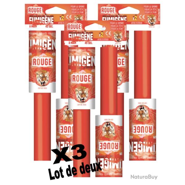 Lot de 6 Fumig�ne a main rouge - Lot de 3 paquets de 2 pi�ces