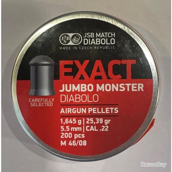 Plombs air comprim� cal.5.52 JSB exact jumbo monster 25.39gr 1.645g par 200