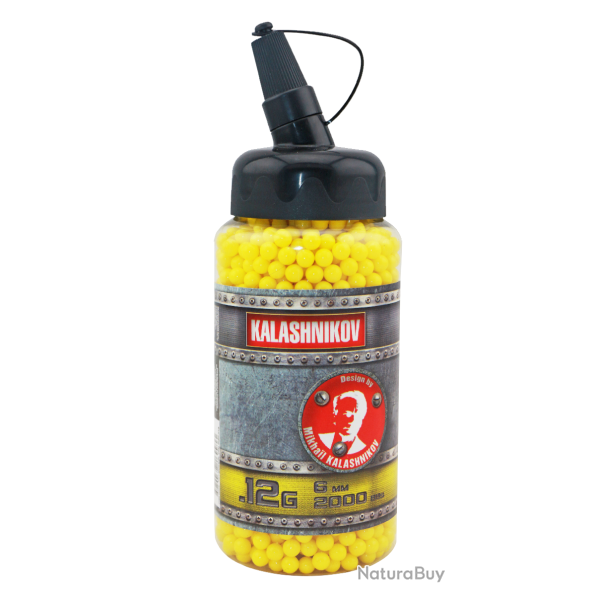Biberon de billes Kalashnikov 0,12g - 2000 BBs / Jaune - Cybergun