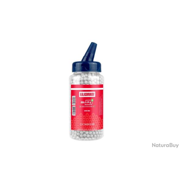 Bouteille de billes BIO Kalashnikov 0,25g - 2000 BBs / Blanc - Cybergun