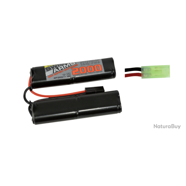 Batterie NiMH 9,6V 2000mAh type Double Pack -Tamiya Mini - Swiss Arms