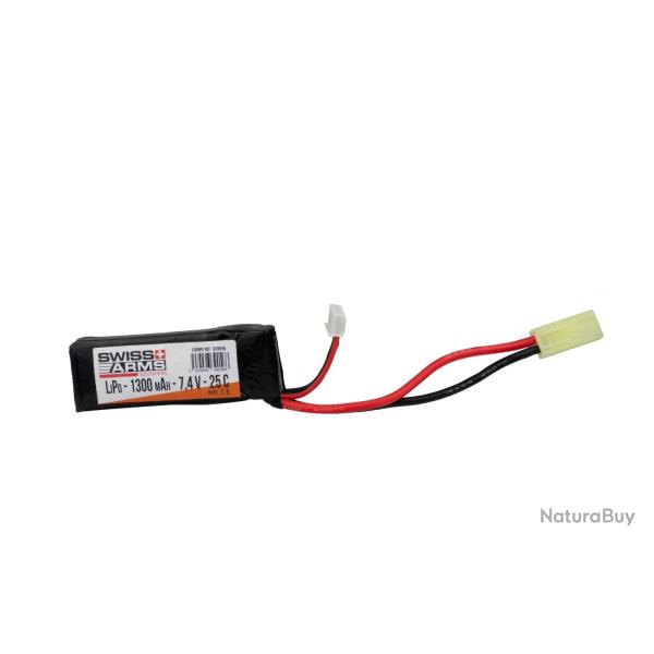 Batterie LiPo 7,4V 1300mAh 25C type Pack - Tamiya Mini - Swiss Arms