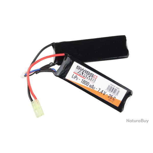 Batterie LiPo 7,4V 1800mAh 25C type Double Stick - Tamiya mini - Swiss Arms