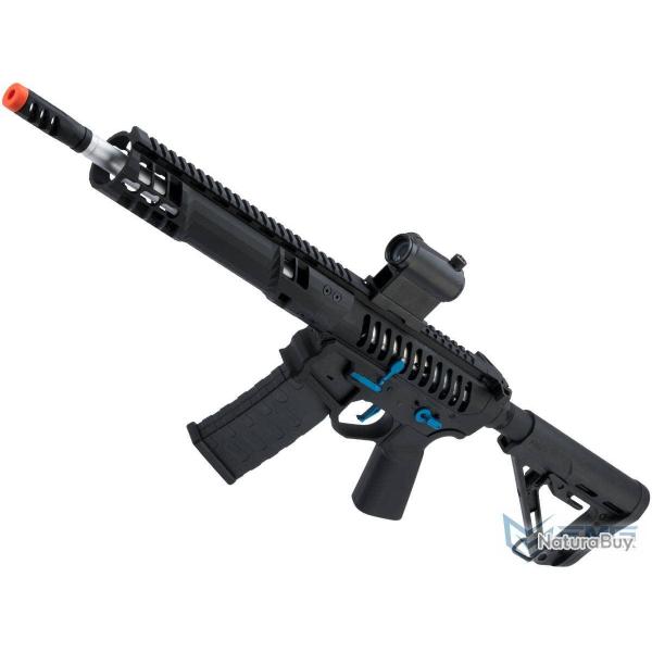 F-1 Firearms SBR AEG avec crosse RS3 - Version 350 fps / Noir & Bleu - EMG/APS